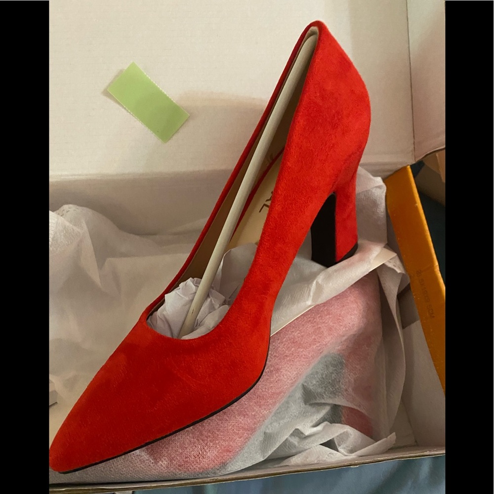 Red suede heels